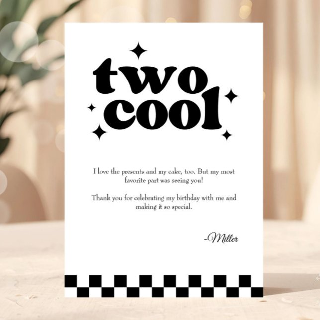 Cartão De Agradecimento 2nd Birthday Two Cool Birthday Thank You Card (two cool thank you card, two cool birthday thank you, 2nd birthday thank you card, retro birthday th)