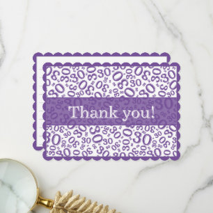 Cartão De Agradecimento 30 "Obrigado!" Padrão de Número Roxo/Branco