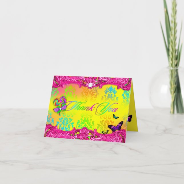 Cartão De Agradecimento 311 Candy Wonderland Pink Sweet 16 Thank You Cards (Frente)