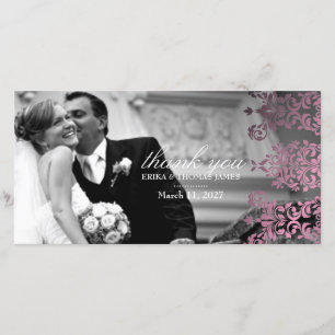 Cartão De Agradecimento 311-Dashing Damask Rosa claro Obrigado Foto