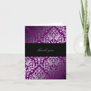 Cartão De Agradecimento 311-Dazzling Damask Extraordinary Purple