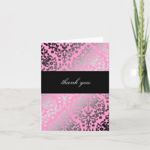 Cartão De Agradecimento 311-Dazzling Damask Thank You Pink