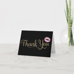 Cartão De Agradecimento 311 Faux Glitter Thank You 2 with Lips