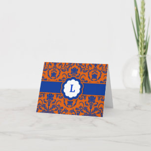 Cartão De Agradecimento 311-Lauren Damask Azul Real