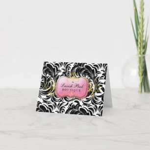 Cartão De Agradecimento 311-Lavish Pink Plate Black Leaves