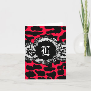 Cartão De Agradecimento 311-Racy Red Leopard Lace Thank U Card