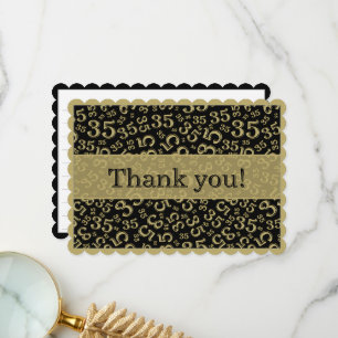 Cartão De Agradecimento 35 "Obrigado!" Padrão de Número Preto/Dourado 