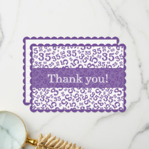 Cartão De Agradecimento 35 "Obrigado!" Padrão de Número Roxo/Branco 