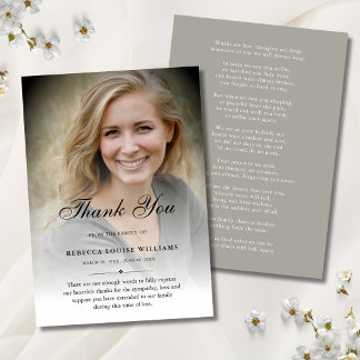 Cartão De Agradecimento 3.5x5 Obrigado Personalizado Foto Funeral Simpatia
