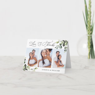 Cartão De Agradecimento 3 FOTO Elegante Eucalyptus Watercolor Floral