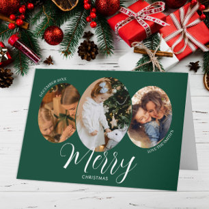 Cartão De Agradecimento 3 Fotos Feliz Natal Família