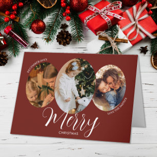 Cartão De Agradecimento 3 Fotos Feliz Natal Família