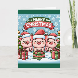 Cartão De Agradecimento 3 Pequenos Porcos Desejando Um Feliz Natal