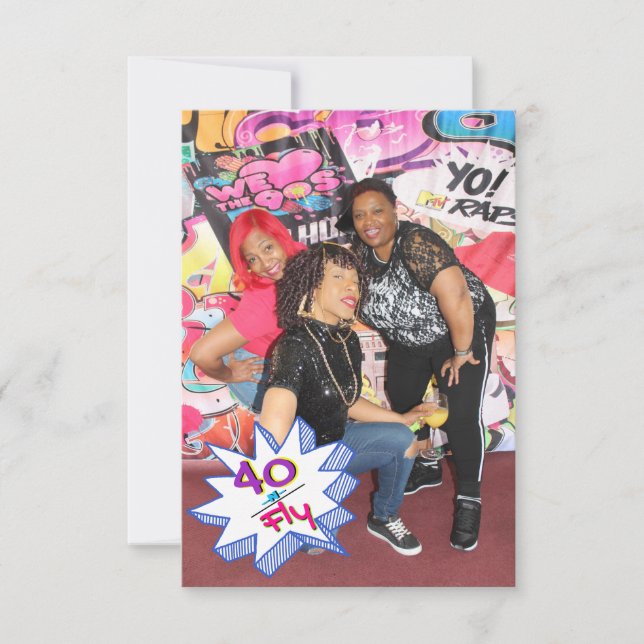 Cartão De Agradecimento 40 & Voo | aniversário de 40 anos Hip Hop|Foto Obr (Frente)