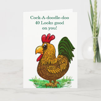 Cartão De Agradecimento 40th Birthday card with rooster 