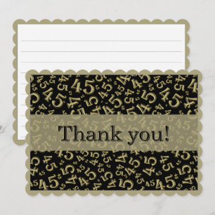 Cartão De Agradecimento 45 "Obrigado!" Padrão de Número Preto/Dourado