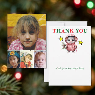 Cartão De Agradecimento 4 foto adicionar mensagem rato de natal