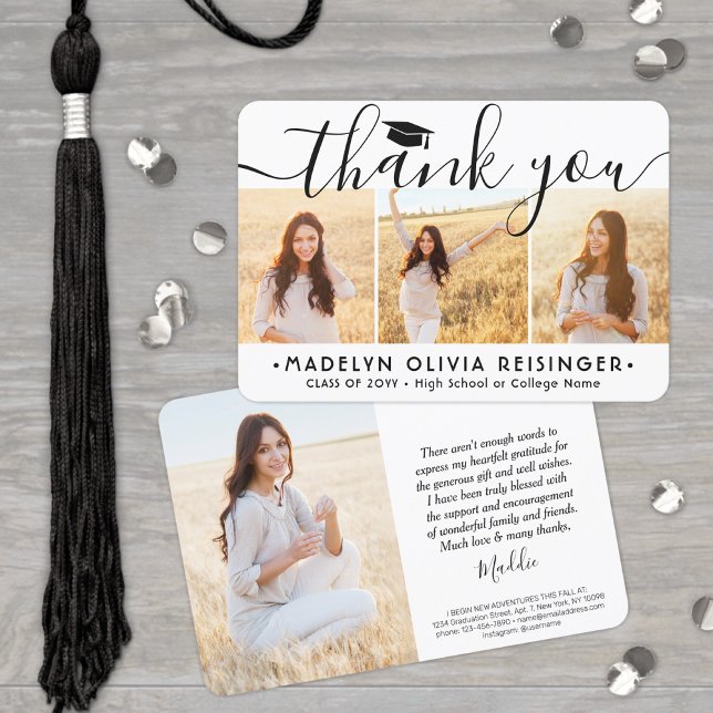 Cartão De Agradecimento 4 Fotografia Novo Endereço Moderno Graduação de Sc (Criador carregado)