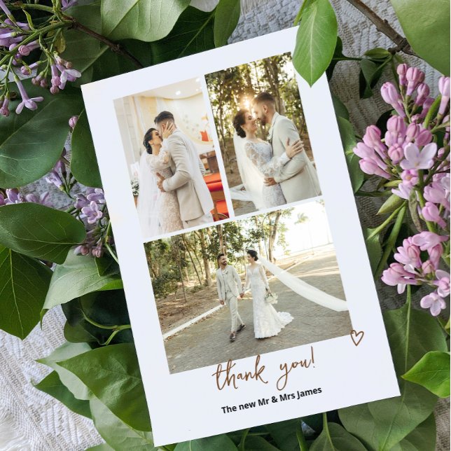 Cartão De Agradecimento 4 Fotografias Personalizadas Casamento (Nothing Fancy Just Love Thank you cards from Ricaso. Add 4 photos and your own message)