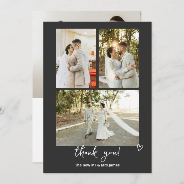 Cartão De Agradecimento 4 Fotografias Personalizadas Casamento (Frente/Verso)
