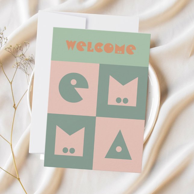 Cartão De Agradecimento 4 letras: parabéns pelo nome da bebê recém-nascida (Criador carregado)