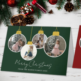 Cartão De Agradecimento 4 photo Merry Christmas bauble Photo Card
