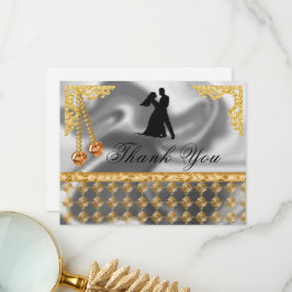 Cartão De Agradecimento 50ª Festa de aniversário Laranja Hearts Gem, Obrig