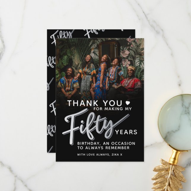 Cartão De Agradecimento 50º aniversário da fotografia do 50º aniversário d (Frente/Verso In Situ)