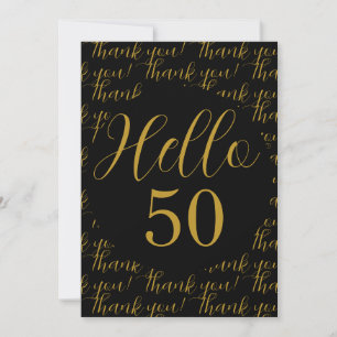 Cartão De Agradecimento 50º aniversário Dourado aniversário preto