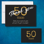 Cartão De Agradecimento 50.º aniversário retrô negro e Dourado<br><div class="desc">Depois dessa marco 50ª festa de aniversário,  é hora de dizer obrigado. Diga em estilo com nossas cartas de agradecimento únicas.</div>