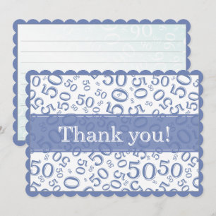 Cartão De Agradecimento 50 "Obrigado!" Padrão de Número Aleatório Azul/Bra