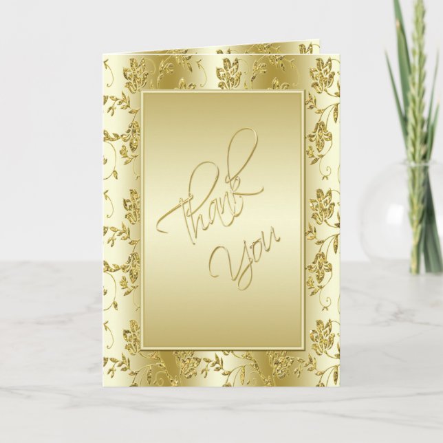 Cartão De Agradecimento 50th Anniversary Gold Glitter Thank You Card (Frente)