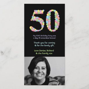 Cartão De Agradecimento 50th Obrigado dos balões do aniversário você