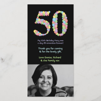 Cartão De Agradecimento 50th Obrigado dos balões do aniversário você