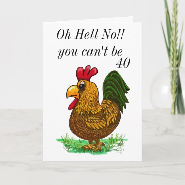 Cartão De Agradecimento 50th Rooster Birthday card, Oh Hell No (Frente)