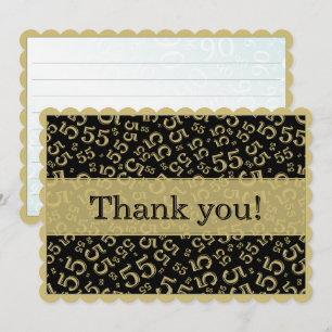Cartão De Agradecimento 55 "Obrigado!" Padrão de Número Preto/Dourado