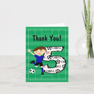 Cartão De Agradecimento 5 Birthday Blue and Black Soccer Obrigado v2
