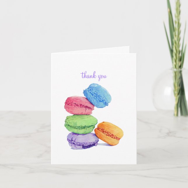 Cartão De Agradecimento 5 Macarons Thank You Note Card (Frente)