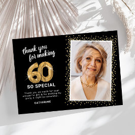 Cartão De Agradecimento 60ª Foto de Aniversário Moderno