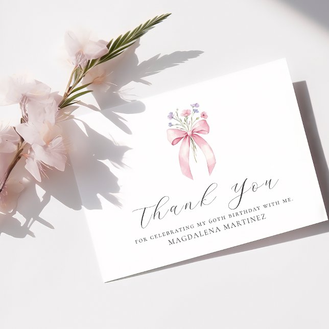 Cartão De Agradecimento 60.º Aniversário Pink Arco Flat Personalizado de F (Criador carregado)