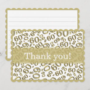 Cartão De Agradecimento 60 "Obrigado!" Padrão de Número Dourado/Branco