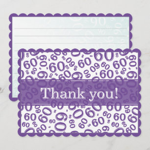Cartão De Agradecimento 60 "Obrigado!" Padrão de Número Roxo/Branco