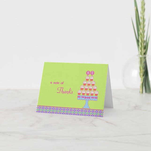 Cartão De Agradecimento 60th Birthday Cupcakes Thank You Card (Frente)