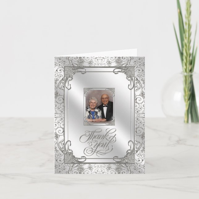 Cartão De Agradecimento 60th Wedding Anniversary Photo Thank You Card (Frente)