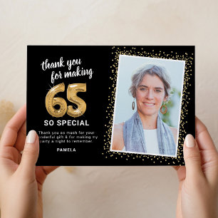 Cartão De Agradecimento 65ª Foto de Aniversário Moderno