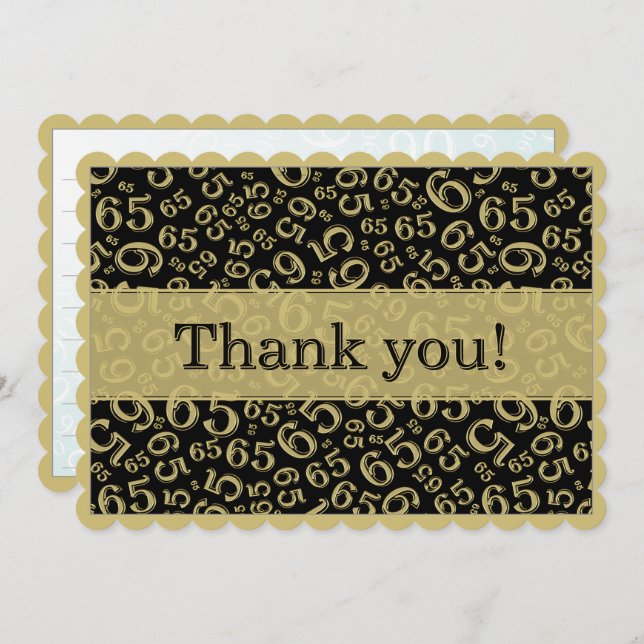 Cartão De Agradecimento 65 "Thank you!" Black/White Number Pattern (Frente/Verso)