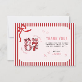 Cartão De Agradecimento 6 7 Birthday for Girls, Pink Kids 7th Birthday