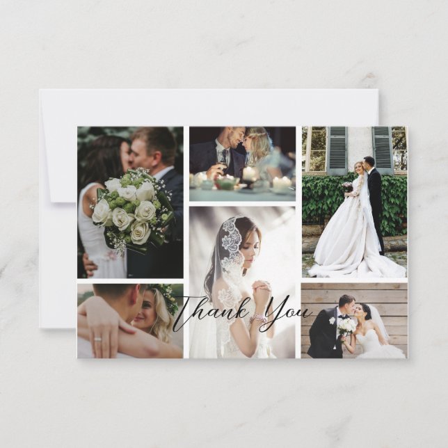 Cartão De Agradecimento 6 Colagem de Fotos Personalizadas Momentos Favorit (Frente)