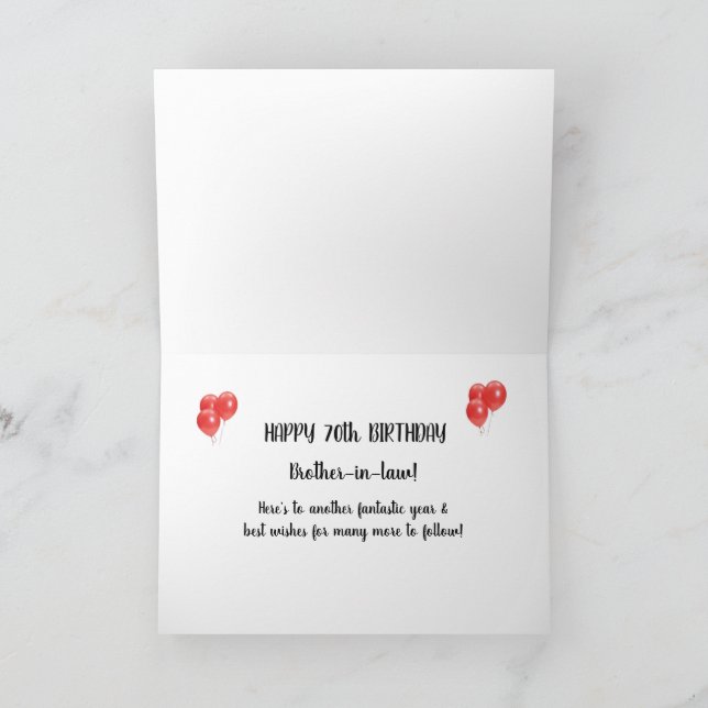 Cartão De Agradecimento 70 Birthday Card Brother-in-law (Interior)