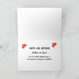 Cartão De Agradecimento 70 Birthday Card Brother-in-law